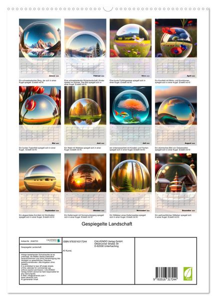 Produktbild: Gespiegelte Landschaft (hochwertiger Premium Wandkalender 2026 DIN A2 hoch), Kunstdruck in Hochglanz