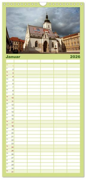 Produktbild: Familienplaner 2026 - Kroatien mit 5 Spalten (Wandkalender, 21 x 45 cm) CALVENDO