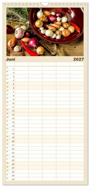Produktbild: Familienplaner 2027 - K&uuml;chengeplauder - Nostalgische Momente mit 5 Spalten (Wandkalender, 21 x 45 cm) CALVENDO