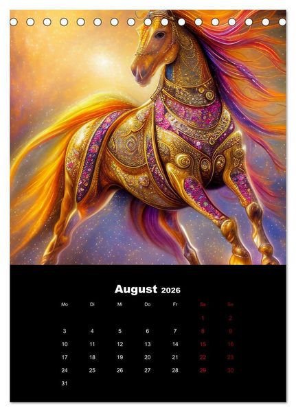 Produktbild: Pferde im goldenen Kleid (Tischkalender 2026 DIN A5 hoch), CALVENDO Monatskalender
