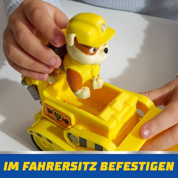 Produktbild: PAW Patrol - Rubble-Figur mit Bulldozer-Baufahrzeug, stabiles Basis-Fahrzeug (2025), authentisches Spielzeug zur Serie f&uuml;r Kinder ab 3 Jahren