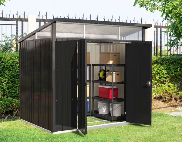 Produktbild: Metall Ger&auml;tehaus 249x231 Gartenhaus Fl&uuml;gelt&uuml;r