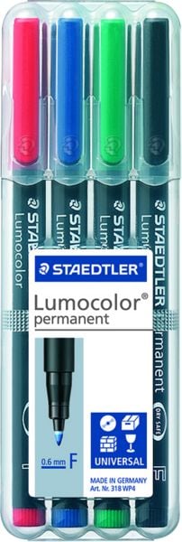 Produktbild: STAEDTLER Universalstift Lumocolor&reg; permanent F, 4er Set farbig