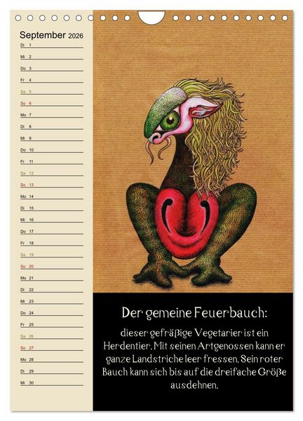 Produktbild: Fabelhafte Wesen / Geburtstagskalender (Wandkalender 2026 DIN A4 hoch), CALVENDO Monatskalender