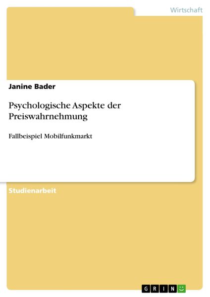 Produktbild: Psychologische Aspekte der Preiswahrnehmung