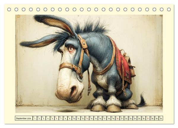 Produktbild: Esel mit Haltung. Karikaturen zwischen Humor und Melancholie (Tischkalender 2026 DIN A5 quer), CALVENDO Monatskalender