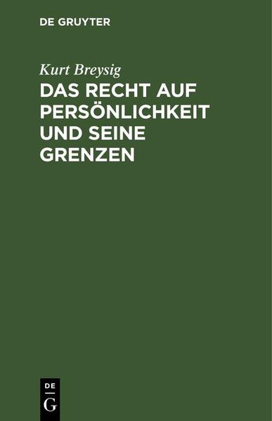 Produktbild: Das Recht auf Pers&ouml;nlichkeit und seine Grenzen