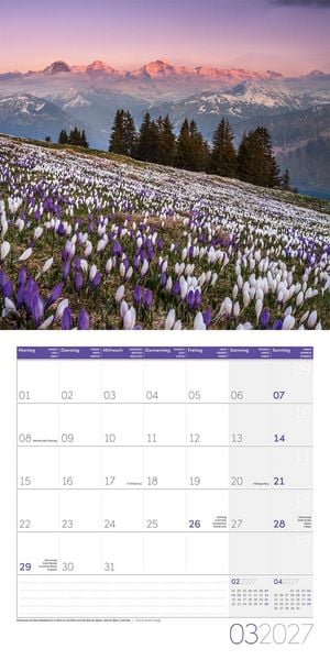 Produktbild: Alpen Kalender 2027 - 30x30 - Art12