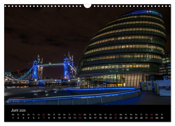Produktbild: London - Nachts an der Themse (Wandkalender 2026 DIN A3 quer), CALVENDO Monatskalender