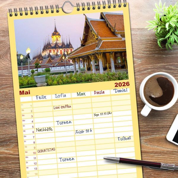 Produktbild: Familienplaner 2026 - BANGKOK Hauptstadt von Thailand mit 5 Spalten (Wandkalender, 21 x 45 cm) CALVENDO