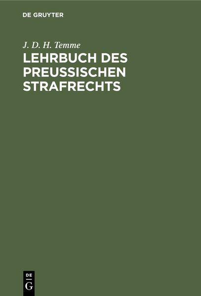 'Lehrbuch Des Preußischen Strafrechts' Von 'J. D. H. Temme' - Buch ...