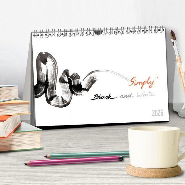Produktbild: Simply Black and White/ Einfach Schwarz und Weiss - Kunst (Tischkalender 2026 DIN A5 quer), CALVENDO Monatskalender