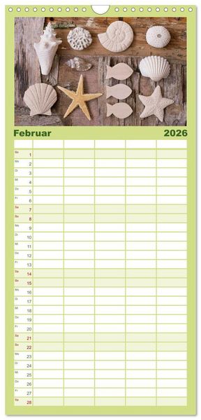 Produktbild: Familienplaner 2026 - Strandgut und Meer mit 5 Spalten (Wandkalender, 21 x 45 cm) CALVENDO