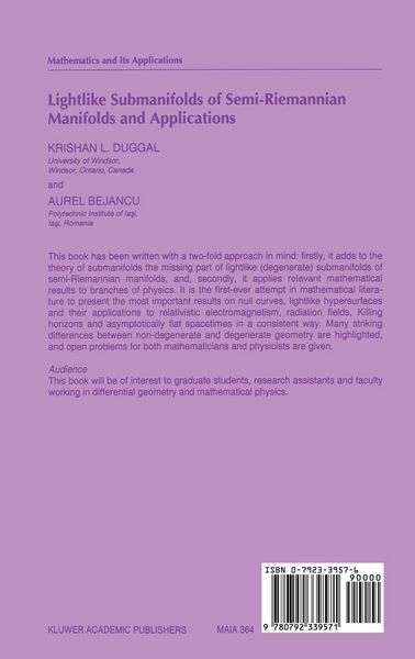 Produktbild: Lightlike Submanifolds of Semi-Riemannian Manifolds and Applications