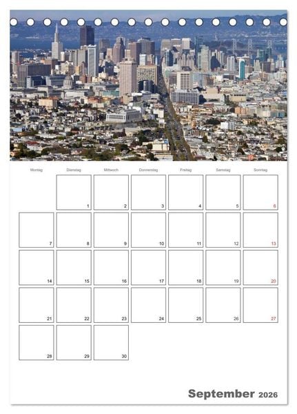 Produktbild: SAN FRANCISCO Terminplaner (Tischkalender 2026 DIN A5 hoch), CALVENDO Monatskalender
