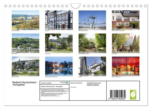 Produktbild: Radland Deutrschland - Ruhrgebiet (Wandkalender 2027 DIN A4 quer), CALVENDO Monatskalender