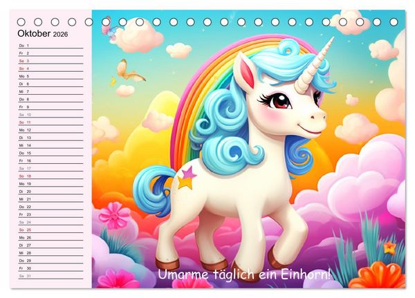 Produktbild: Unicorns! Lustige Einh&ouml;rner. Witzige Einhornspr&uuml;che und Weisheiten (Tischkalender 2026 DIN A5 quer), CALVENDO Monatskalender