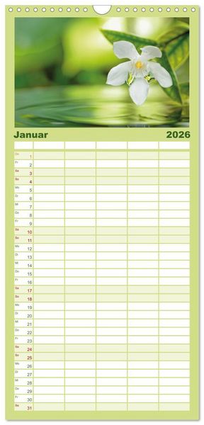 Produktbild: Familienplaner 2026 - Natur-Meditationen &ndash; Nimm Dir Zeit mit 5 Spalten (Wandkalender, 21 x 45 cm) CALVENDO