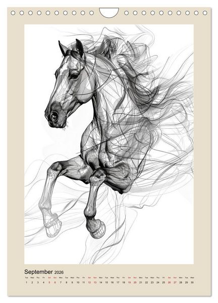 Produktbild: Sketchy Power Horses (Wall Calendar 2026 DIN A4 portrait), CALVENDO 12 Month Wall Calendar