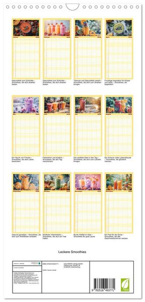 Produktbild: Familienplaner 2026 - Leckere Smoothies mit 5 Spalten (Wandkalender, 21 x 45 cm) CALVENDO