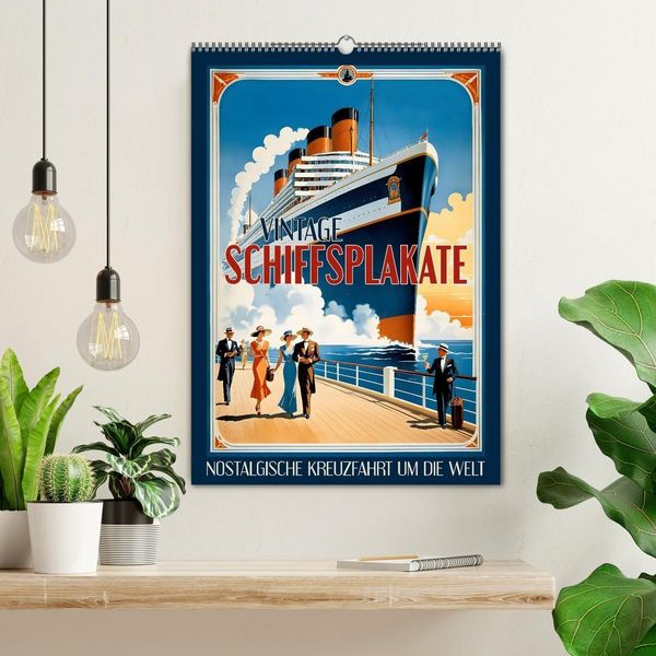 Produktbild: Vintage Schiffsplakate - nostalgische Kreuzfahrt um die Welt (Wandkalender 2026 DIN A2 hoch), CALVENDO Monatskalender