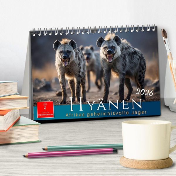 Produktbild: Hy&auml;nen - Afrikas geheimnisvolle J&auml;ger (Tischkalender 2026 DIN A5 quer), CALVENDO Monatskalender