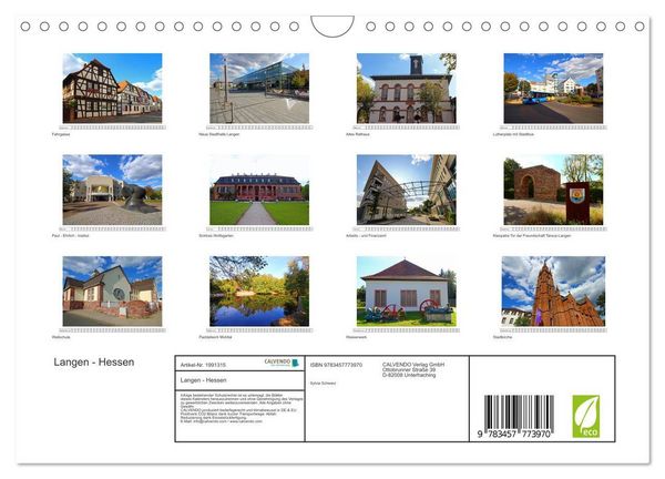 Produktbild: Langen - Hessen (Wandkalender 2026 DIN A4 quer), CALVENDO Monatskalender