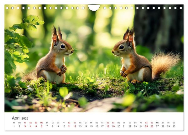Produktbild: Das geheime Leben der Eichh&ouml;rnchen - Ein Jahr zwischen Baumwipfeln und Nussverstecken (Wandkalender 2026 DIN A4 quer), CALVENDO Monatskalender