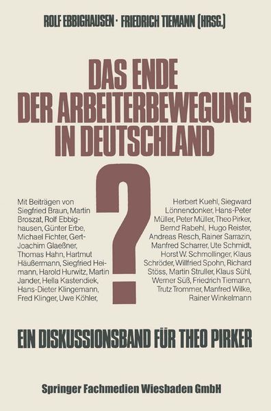 Produktbild: Das Ende der Arbeiterbewegung in Deutschland?