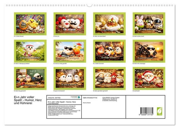 Produktbild: Ei-n Jahr voller Spa&szlig;! - Humor, Herz und H&uuml;hnerei (hochwertiger Premium Wandkalender 2027 DIN A2 quer), Kunstdruck in Hochglanz
