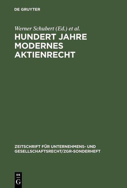 Produktbild: Hundert Jahre modernes Aktienrecht