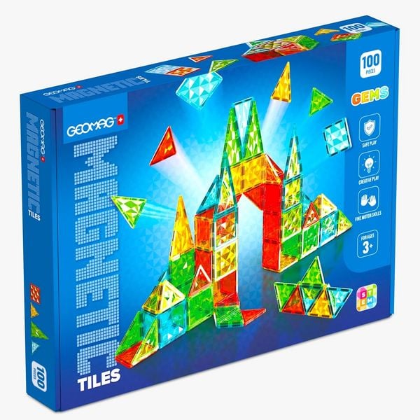 Geomag 54215 - Magnetic 4104 Tiles Gems 100-teilig, Kunststoff, Magnet-Stapelspielzeug