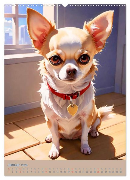Produktbild: Chihuahuas. Kunstvolle Portr&auml;ts der kleinen Hunde (hochwertiger Premium Wandkalender 2026 DIN A2 hoch), Kunstdruck in Hochglanz
