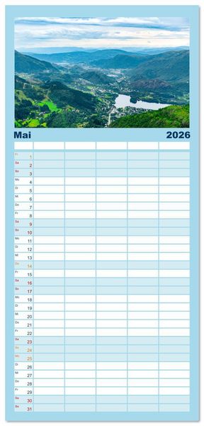 Produktbild: Familienplaner 2026 - Norwegen aus dem Hubschrauber - Luftaufnahmen und Panorama mit 5 Spalten (Wandkalender, 21 x 45 cm) CALVENDO