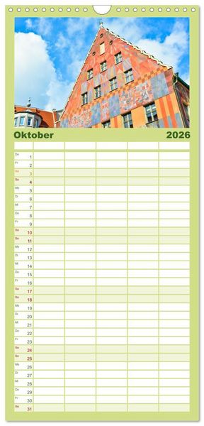 Produktbild: Familienplaner 2026 - Romantisches Augsburg mit 5 Spalten (Wandkalender, 21 x 45 cm) CALVENDO
