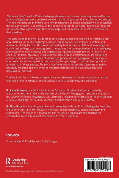 Produktbild: Theory and Methods for Public Pedagogy Research