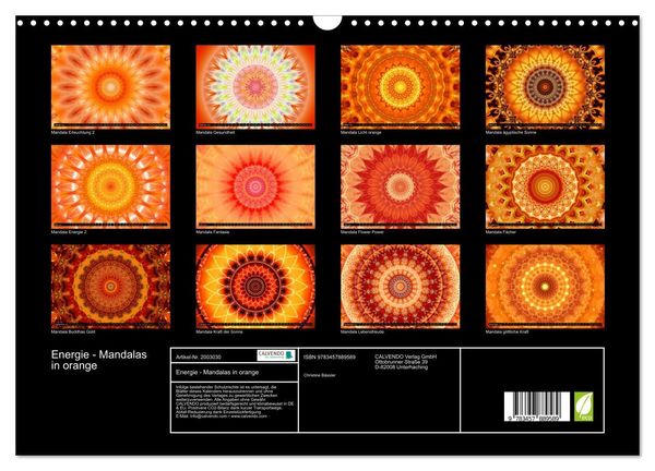 Produktbild: Energie - Mandalas in orange (Wandkalender 2026 DIN A3 quer), CALVENDO Monatskalender