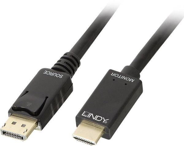 LINDY DisplayPort / HDMI Adapterkabel DisplayPort Stecker, HDMI-A Stecker 2.00 m Schwarz 36922 DisplayPort-Kabel