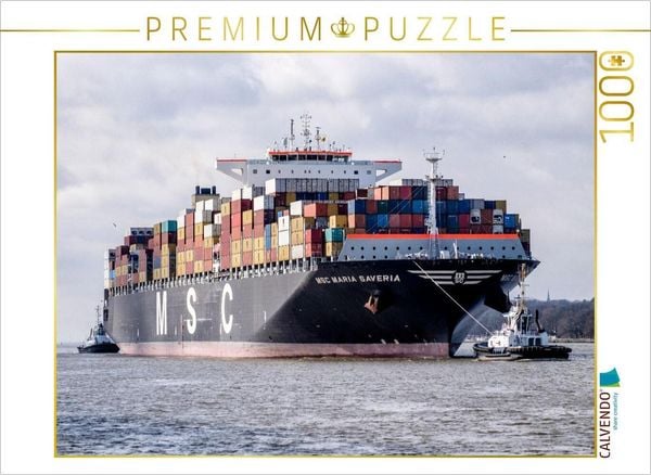 "CALVENDO Puzzle Das Containerschiff ""MSC MARIA SAVERIA"" | 1000 Teile Lege-Größe 64x48cm Foto-Puzzle für glückliche Stunden"