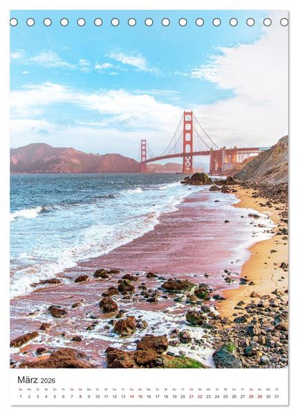 Produktbild: San Francisco - Cable Cars, Golden Gate Bridge und Lombard Street (Tischkalender 2026 DIN A5 hoch), CALVENDO Monatskalender