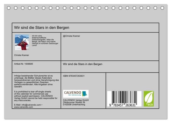 Produktbild: Wir sind die Stars in den Bergen (Tischkalender 2026 DIN A5 quer), CALVENDO Monatskalender