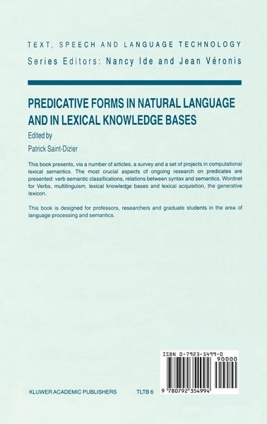 Produktbild: Predicative Forms in Natural Language and in Lexical Knowledge Bases