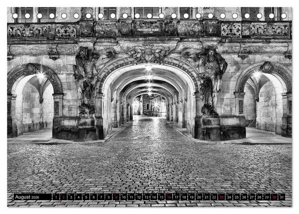 Produktbild: Dresden Faszination Schwarz Weiss (Tischkalender 2026 DIN A5 quer), CALVENDO Monatskalender