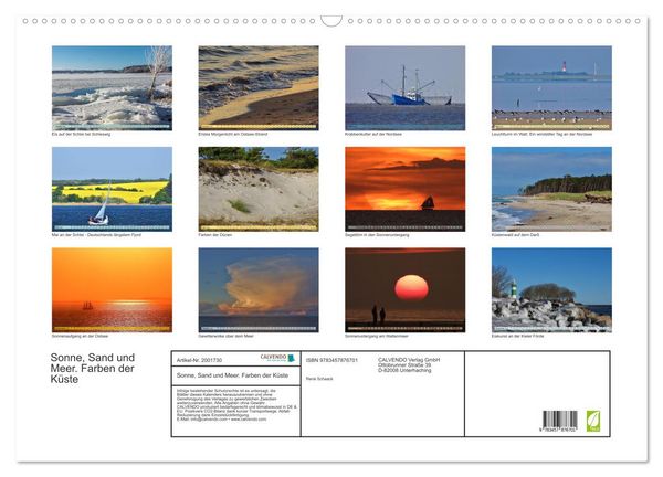 Produktbild: Sonne, Sand und Meer. Farben der K&uuml;ste (Wandkalender 2026 DIN A2 quer), CALVENDO Monatskalender