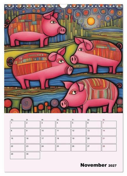 Produktbild: Farbenfrohe Tiermalerei (Wandkalender 2027 DIN A3 hoch), CALVENDO Monatskalender