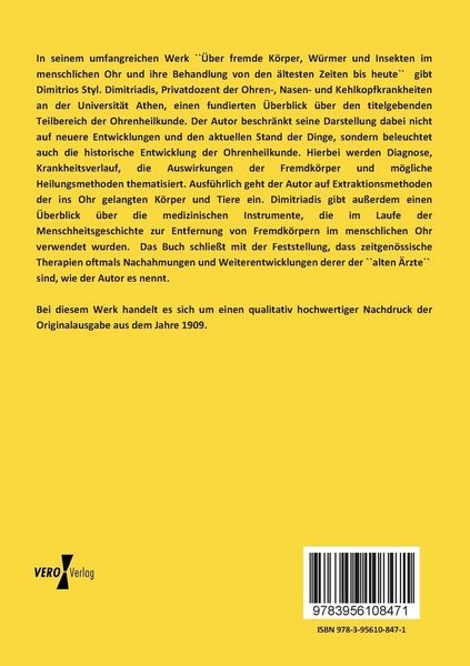 Produktbild: &Uuml;ber fremde K&ouml;rper, W&uuml;rmer und Insekten im menschlichen Ohr und ihre Behandlung von den &auml;ltesten Zeiten bis heute