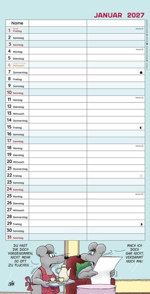 Produktbild: Uli Stein Timer f&uuml;r zwei 2027: Monatskalender f&uuml;r die Wand