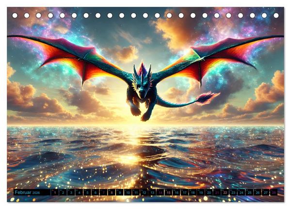 Produktbild: Pr&auml;chtige Drachen, gut oder b&ouml;se? (Tischkalender 2026 DIN A5 quer), CALVENDO Monatskalender