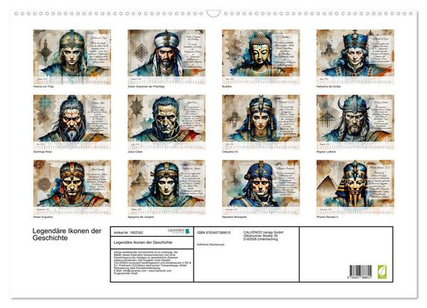 Produktbild: Legend&auml;re Ikonen der Geschichte (Wandkalender 2026 DIN A2 quer), CALVENDO Monatskalender