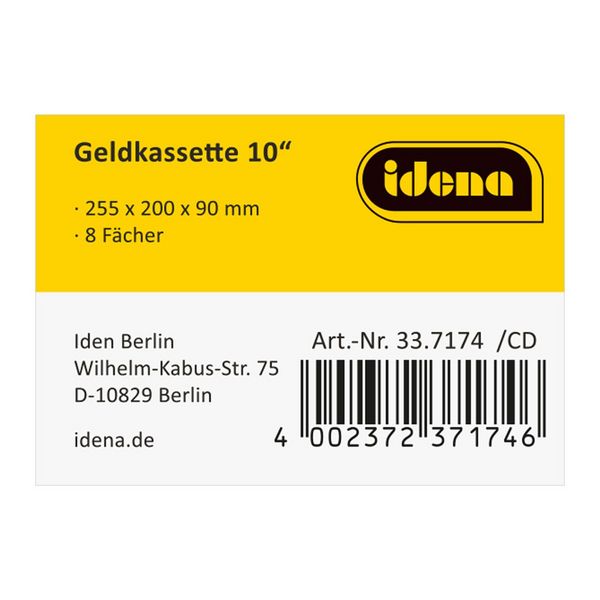 Produktbild: Idena Geldkassette Gr&ouml;&szlig;e 10 aus Metall 8 F&auml;cher 25,5x20x9cm 4fach sortiert